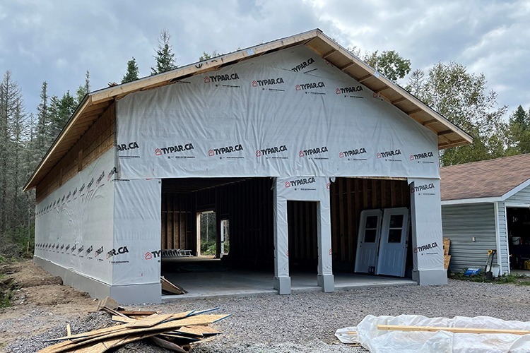 photo of garage build in progress