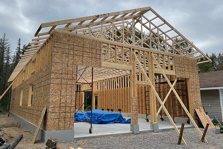 photo of garage build in progress