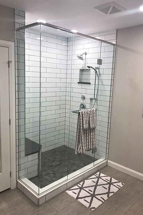 photo of modern shower renovation by complete carpentry